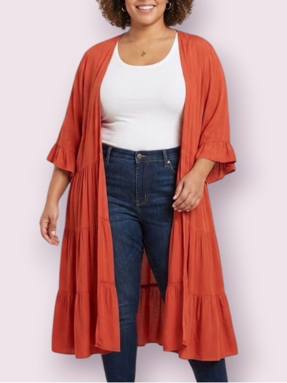 Torrid Gauze Open Front Kimono Duster Orange Size 2